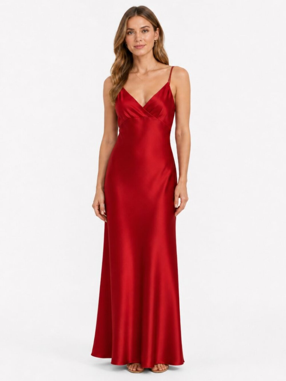 Red Satin Slip Dress Maxi S Wedding Guest Formal NWT Bec + Bridge